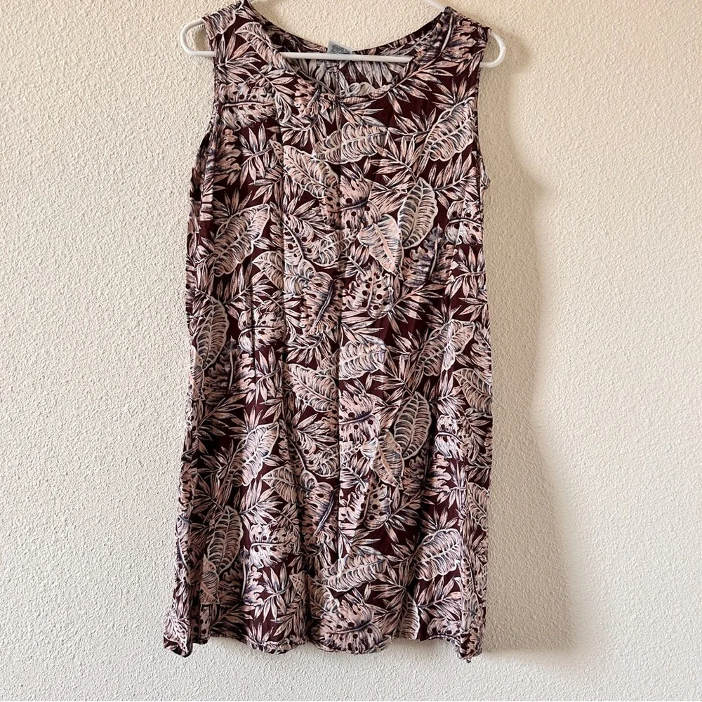 Coconut Hawaiian Beach Palm Leaf Dress Small Sleeveless Vacation Cruise Pullover